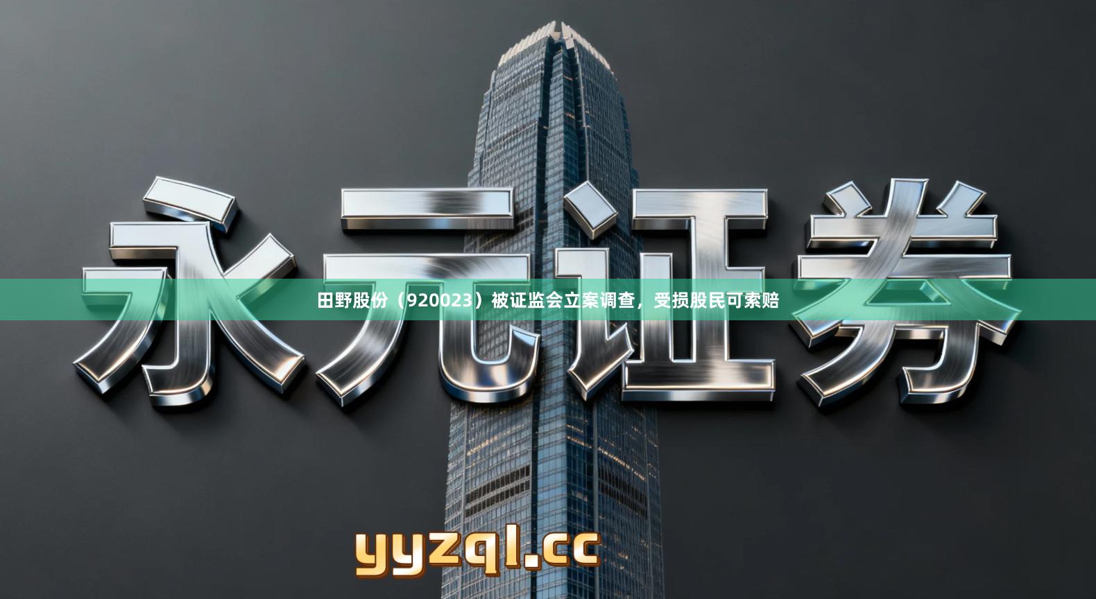 田野股份（920023）被证监会立案调查，受损股民可索赔